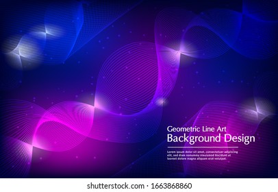 Geometric Line Art Background. Technology Blue Background Design