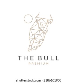 Geometric Line Art Bull Vector Illustration Logo