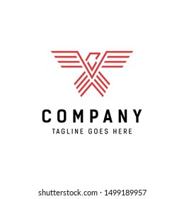geometric line art eagle hawk outline logo icon vector template