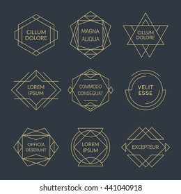 Geometric "Line Art" frames set. Futuristic vector decoration. Eps10 illustration.