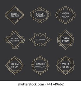 Geometric Line Art Frames Set Futuristic Stock Vector (Royalty Free ...