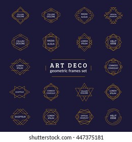 Geometric "Line Art" frames set. Retro vector decoration for your logo. Eps10 illustration.