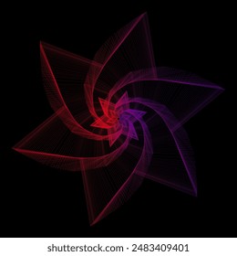 Línea geométrica en estilo de cuadrícula sobre fondo negro. fondo de red de Tecnología. Adorno gráfico. Ilustración isométrica Estrella de degradado