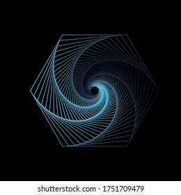 geometric line art, hexagonal blue