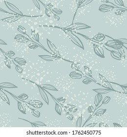 Patrón sin fisuras de la hoja de la línea geométrica sobre fondo de fondo. Papel mural floral de mano. Fondo decorativo para el diseño de tejidos, impresión textil, envoltura. Ilustración del vector