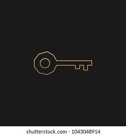 Geometric Line Art Lock Key icon black and golden colors