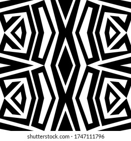 Geometric line art pattern over white background. Seamless monochromatic wallpaper. Usable as black and white tiling, wrappping papers, wallpapers etc. 