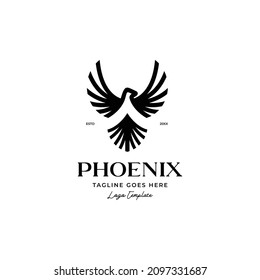 geometric line art phoenix bird logo icon vector template