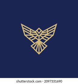 geometric line art phoenix bird logo icon vector template