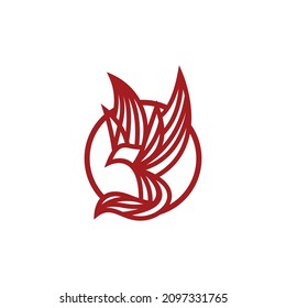 geometric line art phoenix bird logo icon vector template