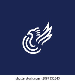 geometric line art phoenix bird logo icon vector template