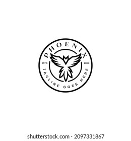 geometric line art phoenix bird logo icon vector template