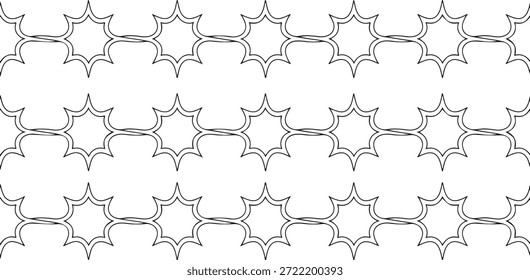 Vector de borde de patrón de estrella de arte de línea geométrica