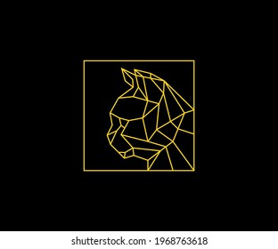 Geometric Line Art Style of Cat logo design vector illustration