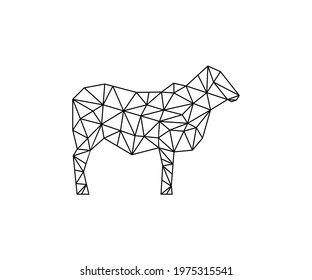 Geometric Line Art Style of Cow logo design vector illustration