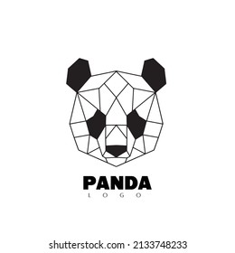 Geometric Line Art Style of Panda logo design vector illustration