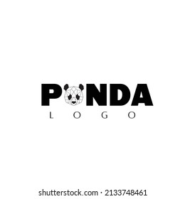 Geometric Line Art Style of Panda logo design vector illustration