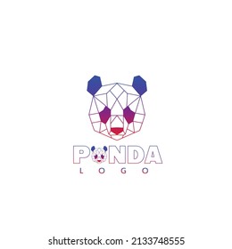 Geometric Line Art Style of Panda logo design vector illustration