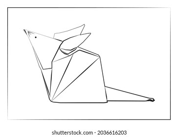 Geometric line, Black and white origami, Mouse . Vector