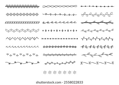 geometric line border doodle drawing set