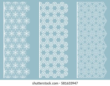 Geometric line borders patterns. Tribal ethnic arabic, indian, turkish decorative ornament, fashion lace collection. Isolated design elements for headline, banner, flyer, invitation, business card