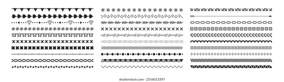 Geometric line borders. Set of design elements. Vintage line decoration frames collection. Lines separators, Borders, vintage dividers, underline elements