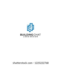 geometric line chat logo building vector illustration icon
