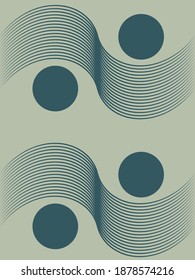 geometric line and circle abstract for wall art,poster green color