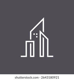 Geometric Line City Buildings Silhouette logo design vector template
