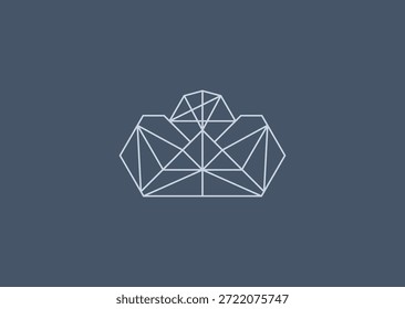 Logotipo geométrico en la nube con trazos estructurados limpios que simbolizan flexibilidad, tecnología, conectividad, equilibrio y simplicidad moderna