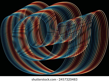 Geometric line curve, line blend wavy multi color on a dark background for poster, banner, magazine, brochure, leaflet. presentation page.