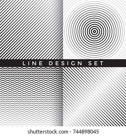 Geometric line design set - monochrome slanted lines texture