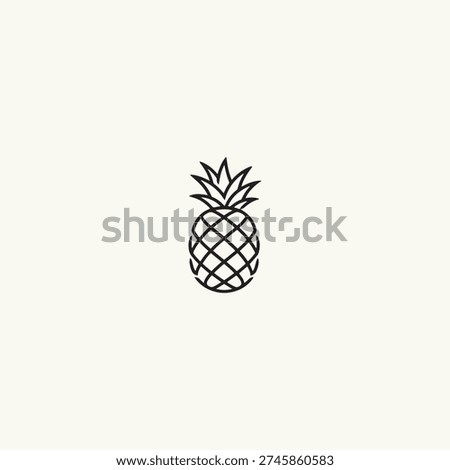 Geometric line drawing of a pineapple, a symbol of hospitality, warmth, and tropical vibes.