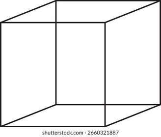 Geometric Line Drawing of a Three-Dimensional Cube for Design and Art Concepts