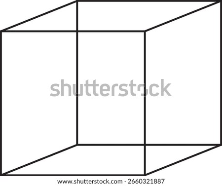 Geometric Line Drawing of a Three-Dimensional Cube for Design and Art Concepts