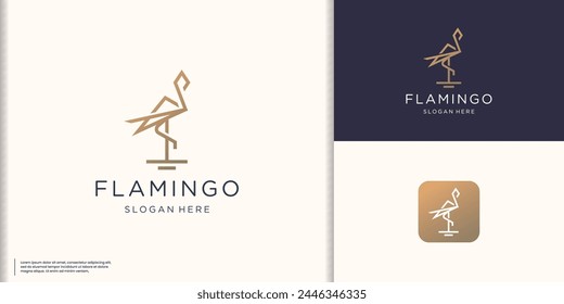 geometric line flamingo logo inspirations. flamingo logo vector line, outline mono line icon illustration