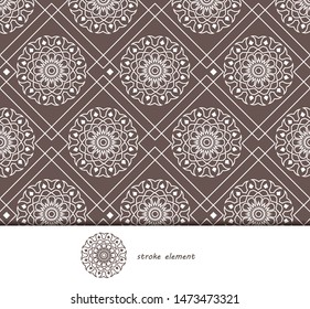 Geometric line flower background for fabric, wallpaper or web. Design seamless pattern vector illustration.