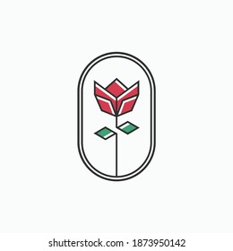 plantilla de ilustración de vector de flor de línea geométrica