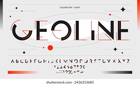 Geometric line font, modern abstract type and futuristic urban typeface, vector creative English alphabet. Geometric letters in thin and bold line or linear font type for architecture and construction