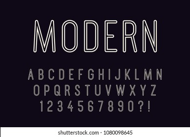 Geometric Line Font Modern Design Hipster Letters And Numbers Vector Alphabet