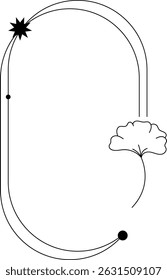 geometric line frame illustration with frame in minimal style on white background.
