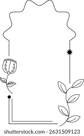 geometric line frame illustration with frame in minimal style on white background.