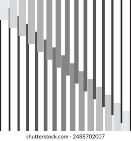 Gradiación de línea geométrica, gradiente de franjas gruesas, patrón de ilustraciones de Vector simple con columnas de Vertical, rectángulos y trapezoides, diseño rítmico, composición visualmente atractiva, fondo de semitonos,