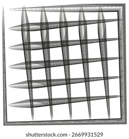 Cuadrícula de línea geométrica. Abstractas patrón de rayas. Forma cuadrada en escala de grises. Ilustración dinámica de Vector. EPS 10.