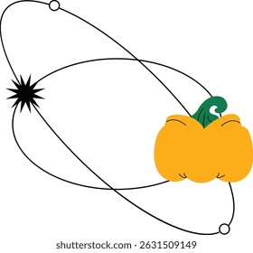 geometric line halloween frame illustration in minimal style on white background.