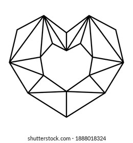 Geometrische Herzform der Linie. Vektorgrafik des Logo-Designs des politischen Herzens. Liebessymbol. Einfaches lineares Symbol. Valentinstag oder Hochzeitseinladung einzeln auf weißem Hintergrund.