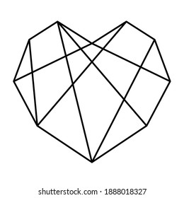 Geometrische Herzform der Linie. Vektorgrafik des Logo-Designs des politischen Herzens. Liebessymbol. Einfaches lineares Symbol. Valentinstag oder Hochzeitseinladung einzeln auf weißem Hintergrund.