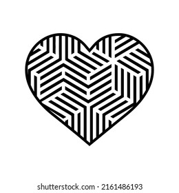 Geometric line Heart Wall Interior Decor Design