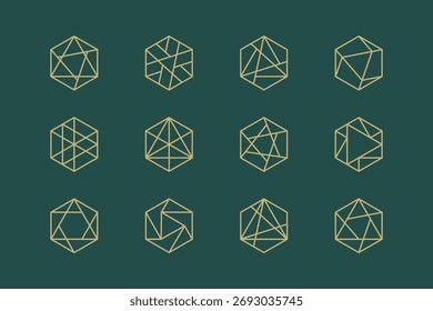 Geometric Line Hexagon Logo Element Design Set