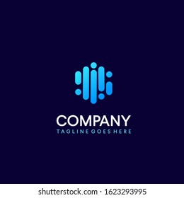 geometric line hexagon tech abstract vector logo design template 